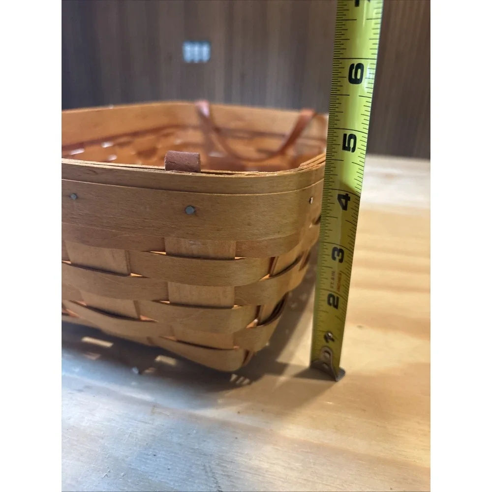 Longaberger 1997 Hand Woven Basket W/ Flower Scrunch  Ribbon 8x14